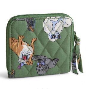 NWT Vera Bradley Essential Small Zip Around Wallet.  Dog Park cotton print.